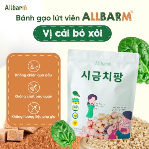 Đặc điểm nổi bật bánh gạo lứt hình viên cho bé vị cải bó xôi AllBarm
