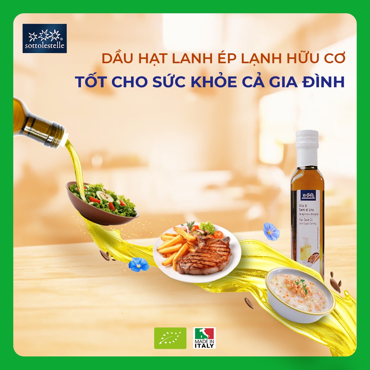 Dầu Hạt Lanh Ép Lạnh Hữu Cơ 250ml Sottolestelle