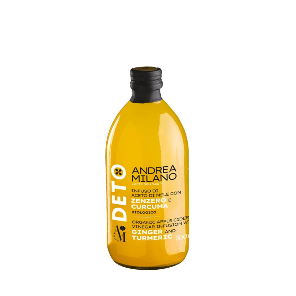 Giấm Táo Detox hữu cơ Có giấm cái vị Gừng Nghệ Milan 500ml