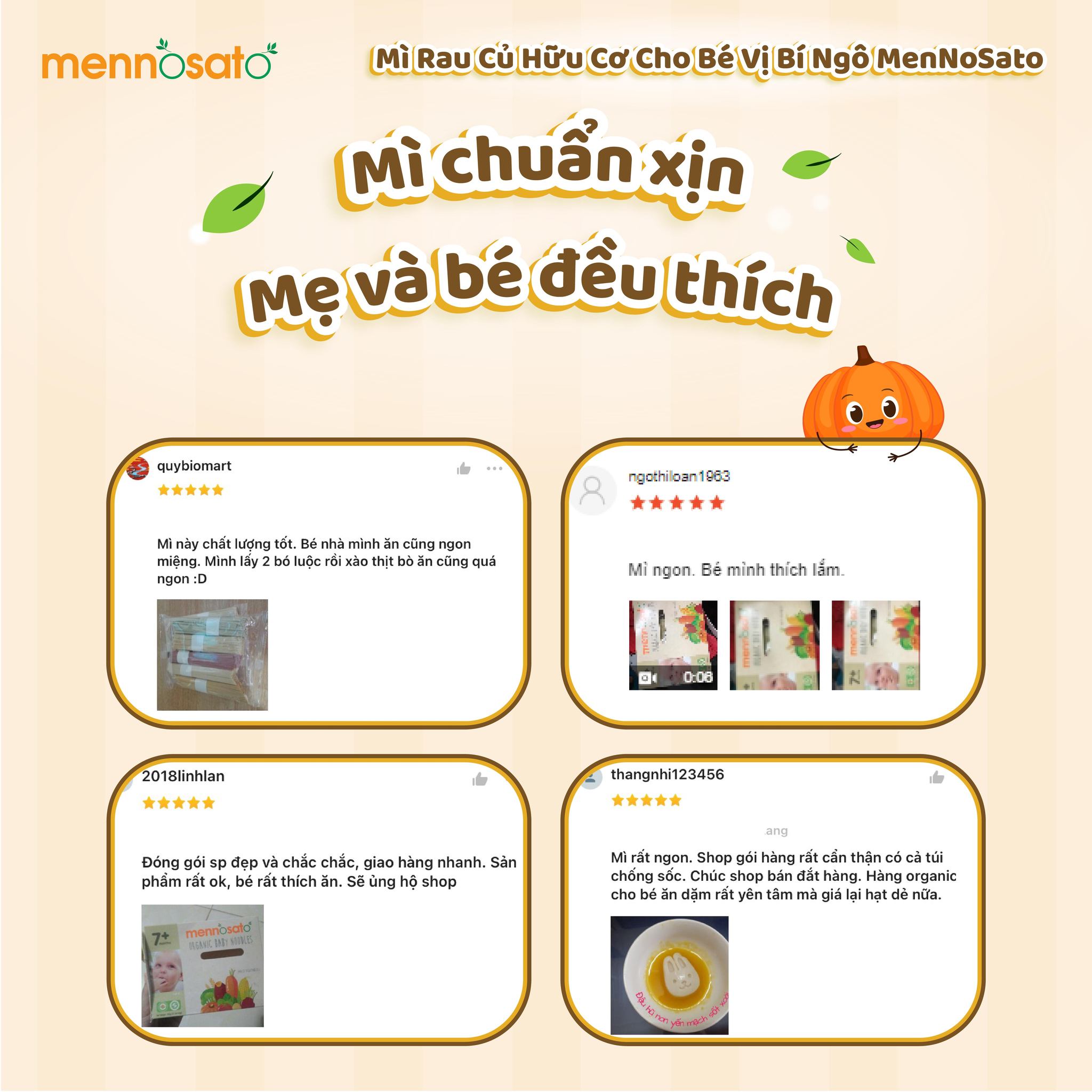 Mì sợi rau củ hữu cơ cho bé vị bí ngô MenNoSato
