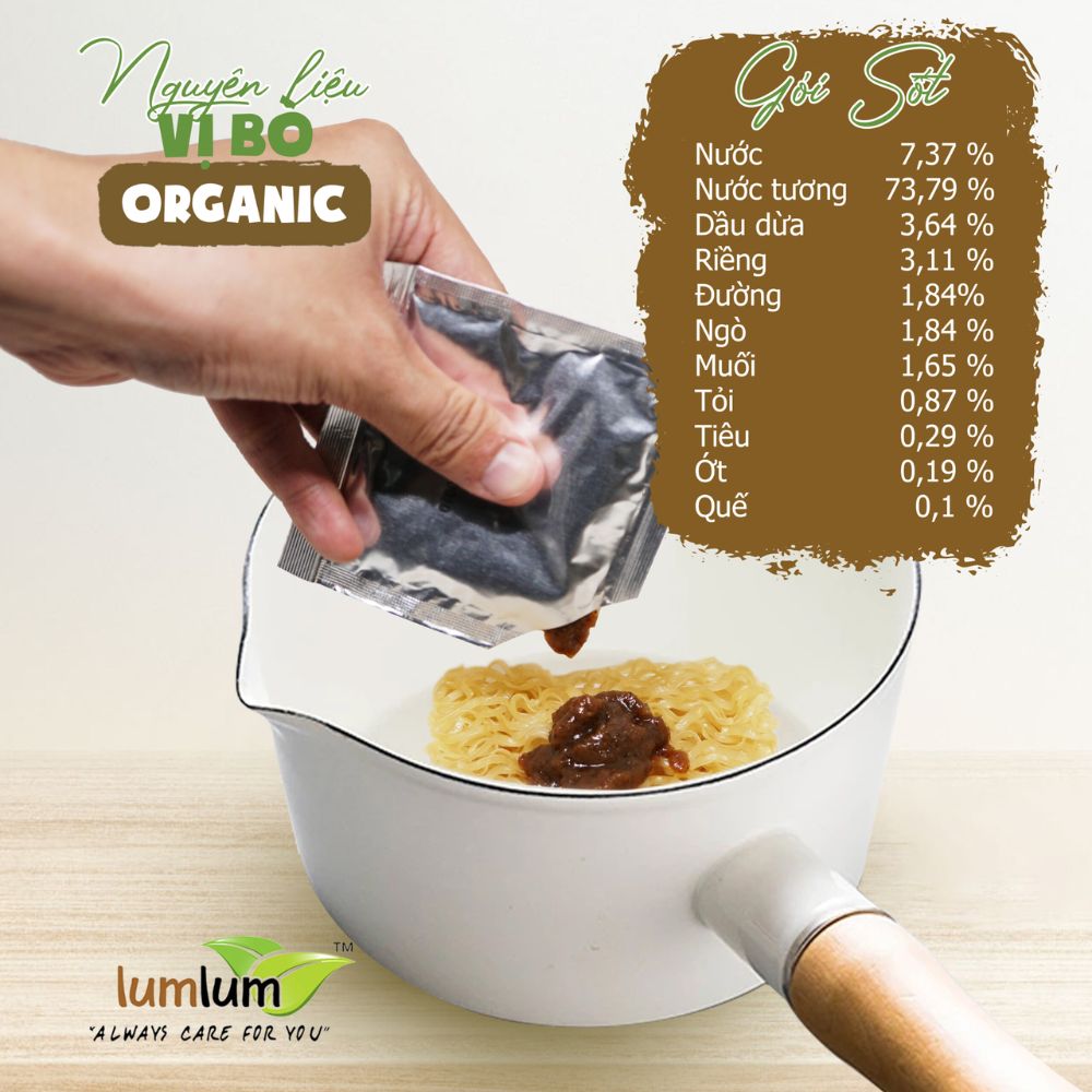 Mì gạo lứt ăn liền hữu cơ thuần chay vị thịt bò Lumlum 75g - Ảnh 4