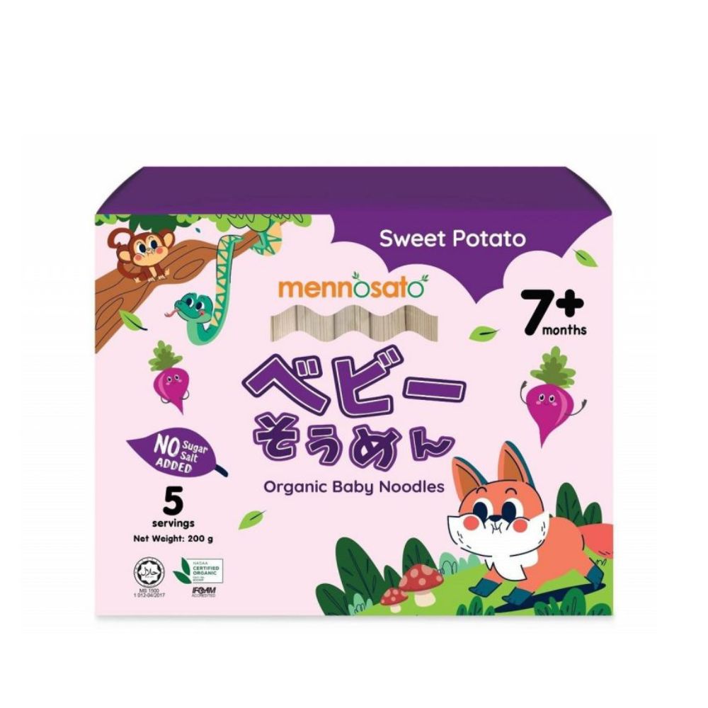 Mì sợi rau củ hữu cơ cho bé vị khoai lang MenNoSato 200g