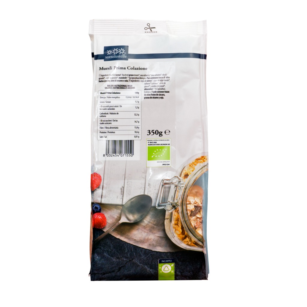Ngũ cốc dinh dưỡng Muesli hạnh nhân hữu cơ Sottolestelle 350g - Ảnh 3