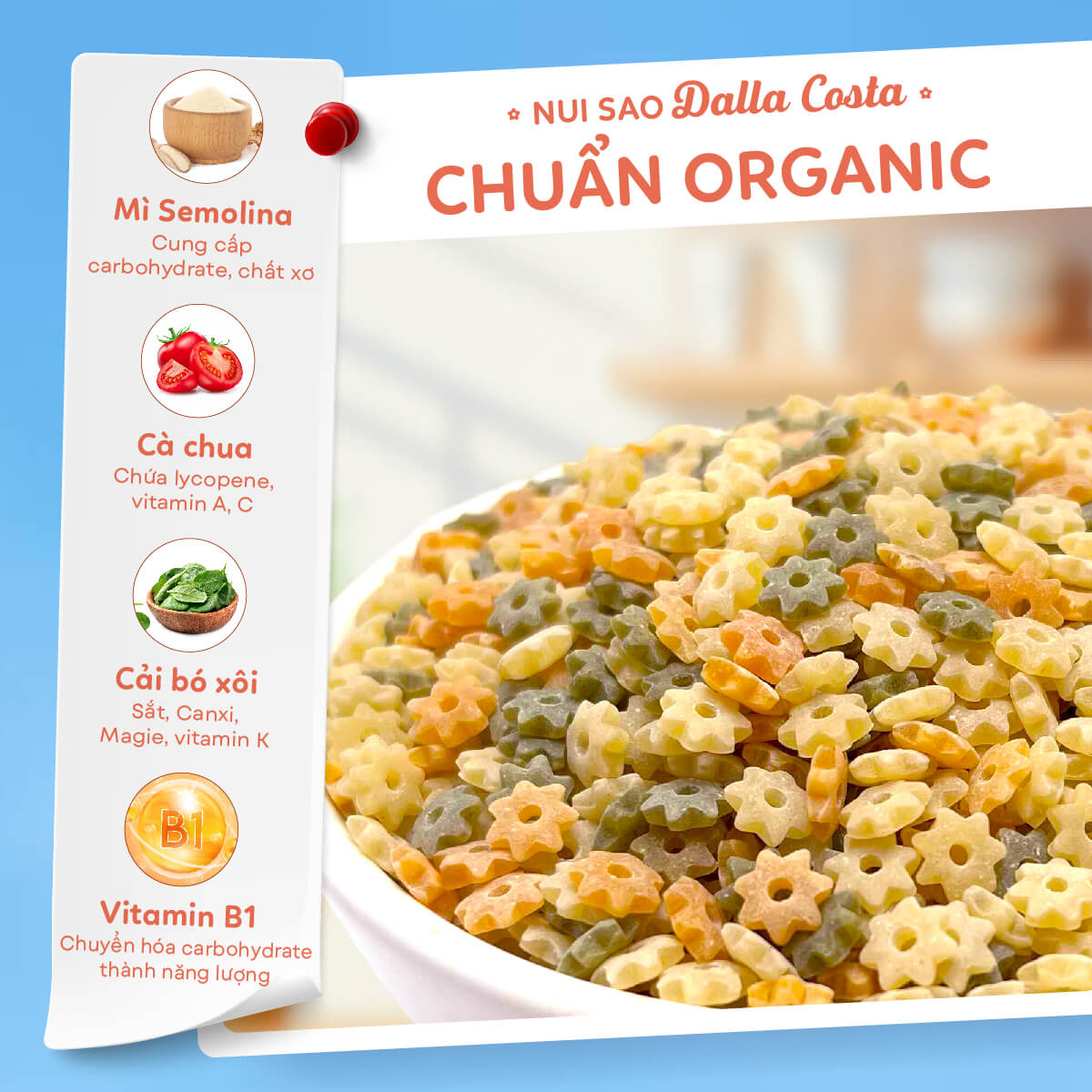 Nui sao rau củ hữu cơ Dalla Costa 200g - Ảnh 4